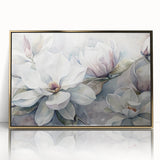 Framed botanical wall art featuring a delicate magnolia design with a gold acrylic front, showcasing intricate floral details, perfect for home decor.