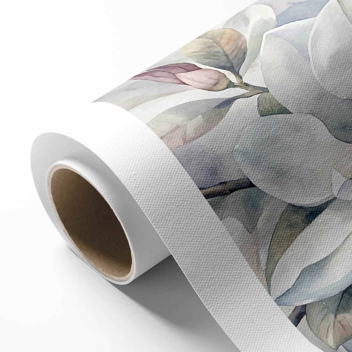 Botanical wall art featuring a detailed magnolia design on rolled canvas, showcasing vibrant colors and intricate floral patterns, ideal for home decor.