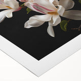 Rolled canvas artwork showcasing a detailed botanical design of magnolia flowers, featuring soft pastel colors on a textured surface, perfect for home decor.