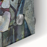 Close-up view of a botanical wall art piece featuring a magnolia design, showcasing vibrant petals and intricate details on acrylic glass, perfect for home decor.