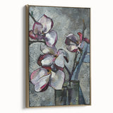 Framed canvas wall art showcasing a botanical magnolia design in elegant gold tones, highlighting intricate floral details and textures, perfect for home decor.