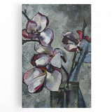Stretched canvas wall art showcasing a botanical magnolia design, featuring vibrant colors and intricate floral details, ideal for enhancing home decor.