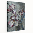 Stretched canvas showcasing a botanical design of vibrant magnolia flowers, displayed in a side view, perfect for enhancing home decor with nature-inspired art.