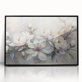 Framed wall art showcasing a botanical magnolia design, featuring intricate floral details with a black frame, perfect for modern home decor and enhancing interior aesthetics.