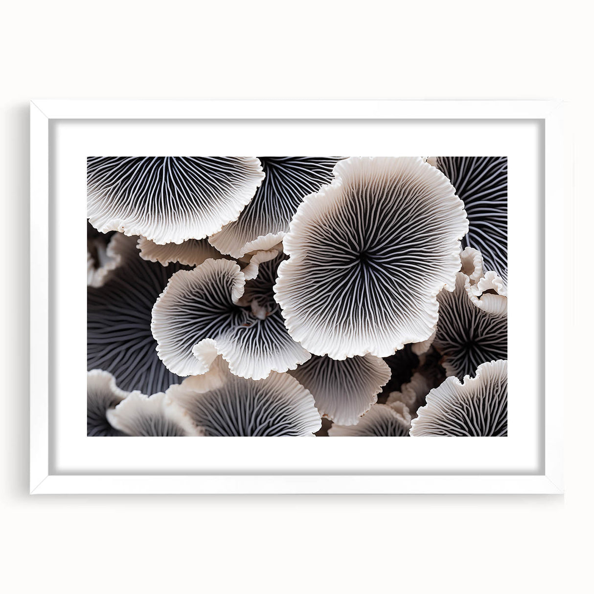 Botanical wall art print featuring marine plants in a white frame with matting, showcasing vibrant colors and intricate details, perfect for home decor.