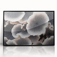 Framed wall art featuring a vibrant botanical design of marine plants in hues of green and blue, showcased in a sleek black frame, perfect for home decor.