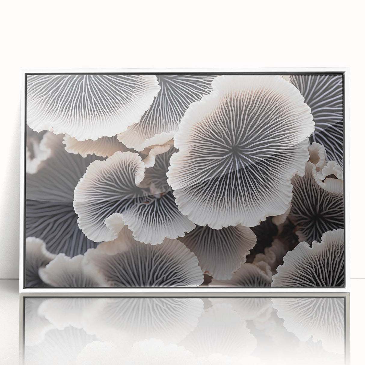 Framed wall art featuring a vibrant botanical design of marine plants, showcased in a sleek white frame, ideal for enhancing coastal decor and nature-themed interiors.