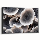 Framed botanical wall art featuring a vibrant marine plants design with a black frame, showcasing colorful flowers on a white background, ideal for home decor.