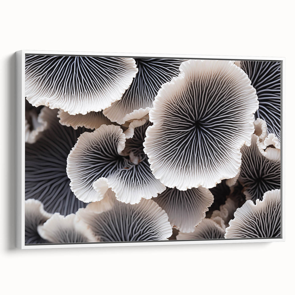 Framed canvas wall art showcasing a vibrant botanical design featuring marine plants, elegantly displayed with a white frame, perfect for home decor enhancement.