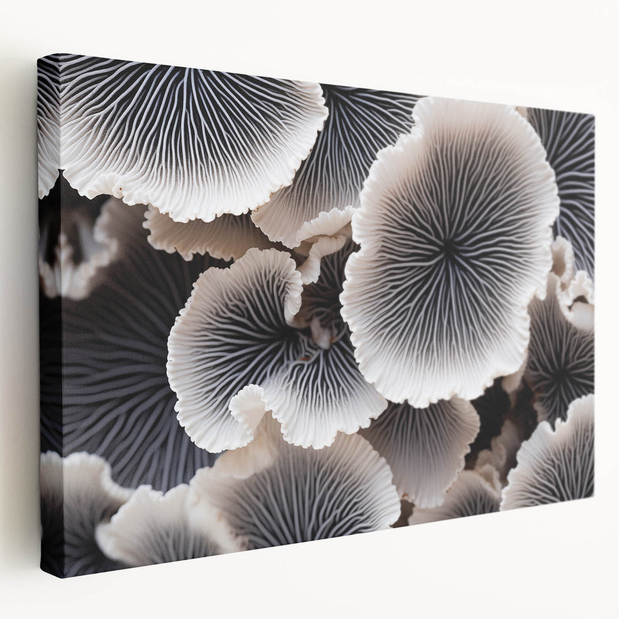 Stretched canvas wall art showcasing a vibrant botanical design of marine plants, featuring intricate details in shades of green and blue, ideal for coastal decor.