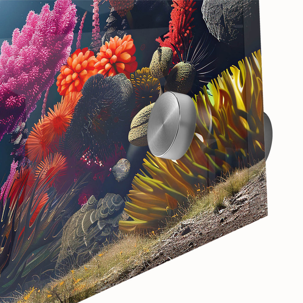 Close-up of a vibrant botanical wall art piece showcasing marine plants in rich colors and intricate details, perfect for nature-inspired decor.