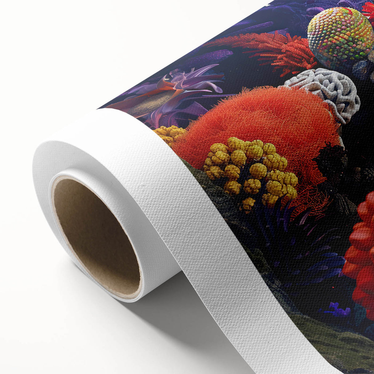Rolled canvas wall art showcasing an intricate botanical design featuring marine plants in vibrant colors, perfect for enhancing home decor and nature-themed spaces.
