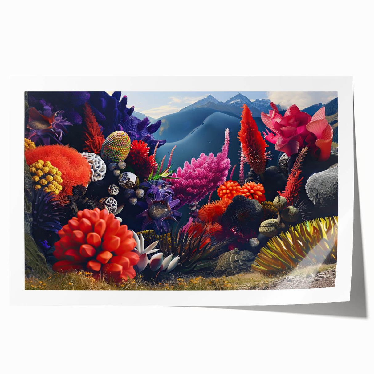 Botanical wall art print showcasing a vibrant marine plants design, featuring intricate details of various underwater flora in a rolled format, ideal for home decor.
