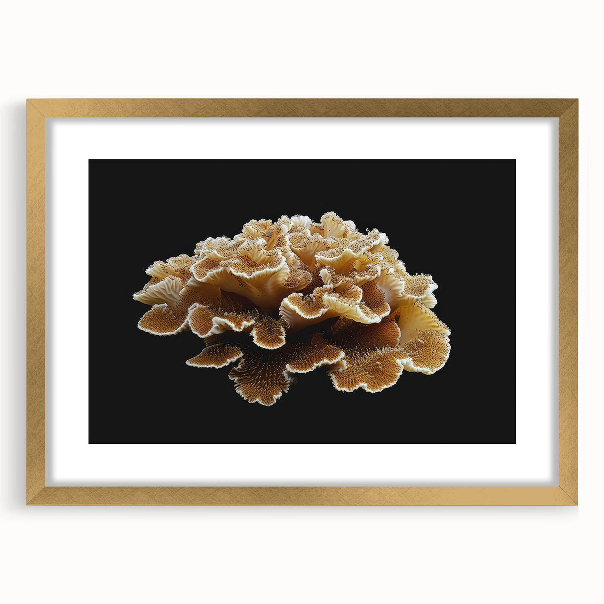 Botanical wall art print featuring a vibrant marine plants design with gold frame and matting, ideal for enhancing home decor in coastal or nature-themed settings.