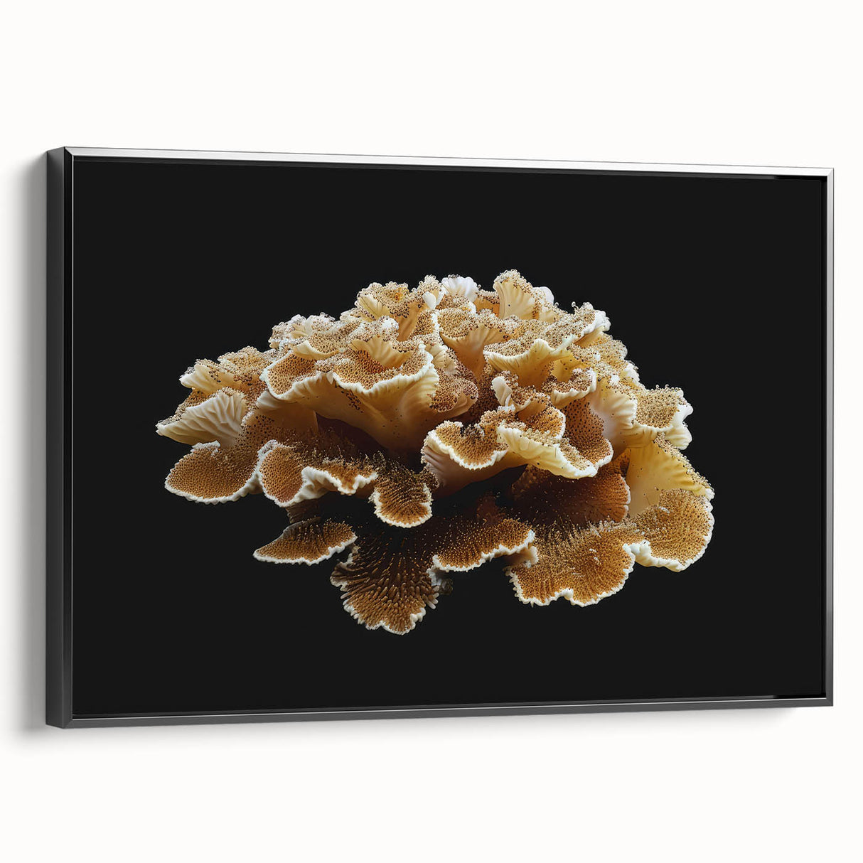 Framed wall art showcasing a vibrant botanical marine plants design, featuring intricate floral illustrations in a black frame, ideal for coastal-themed decor.