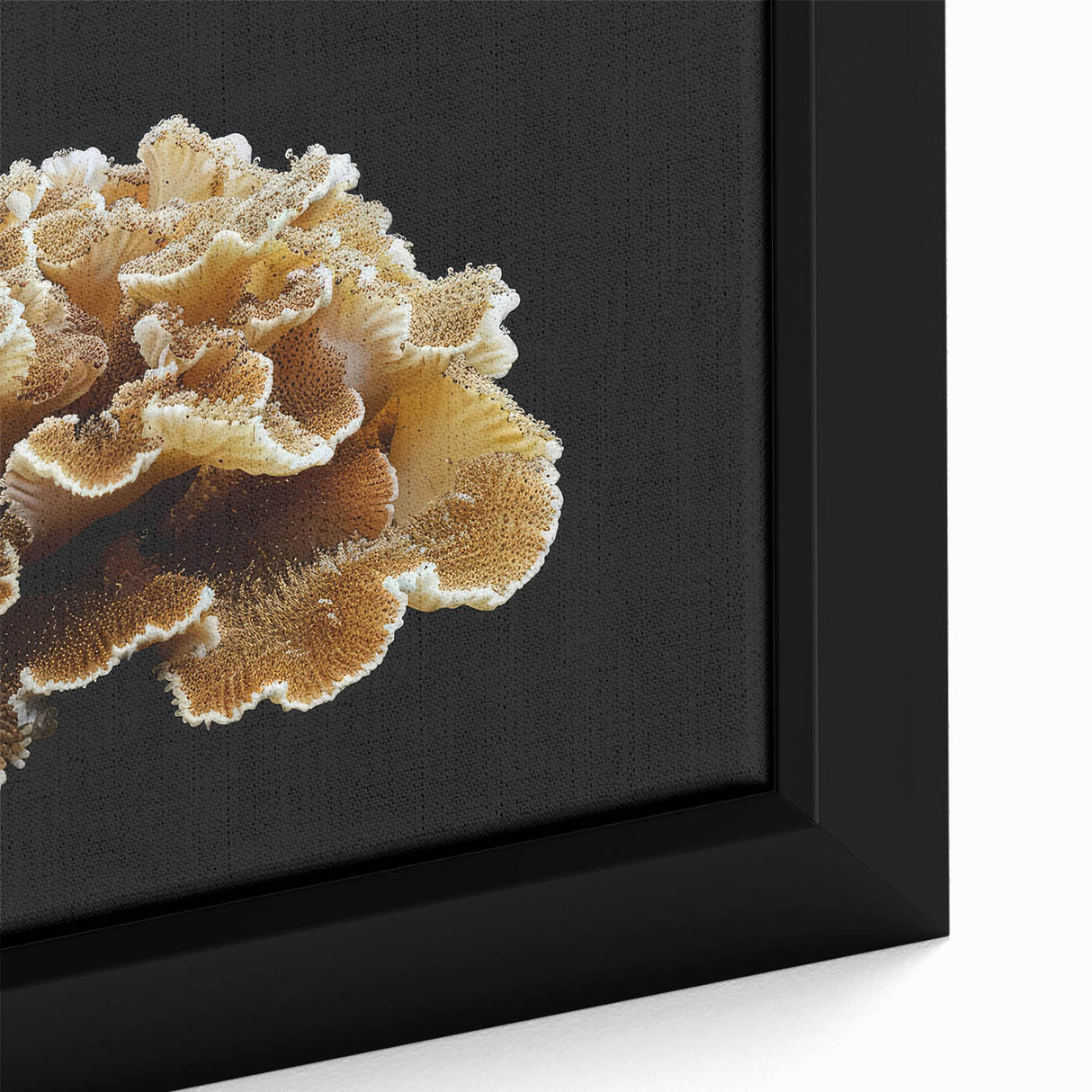 Close-up of a beautifully framed botanical wall art piece showcasing vibrant marine plants and flowers in intricate detail, perfect for home decor.