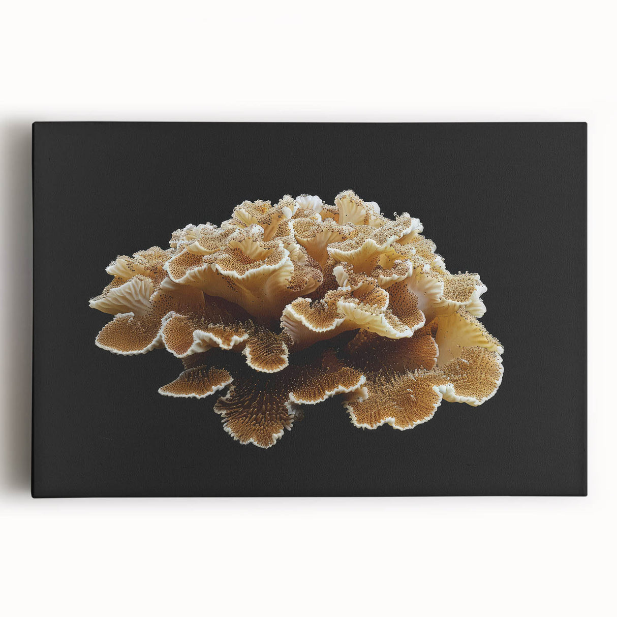 Stretched canvas wall art featuring a vibrant botanical design of marine plants in various shades of blue and green, perfect for coastal decor enthusiasts.