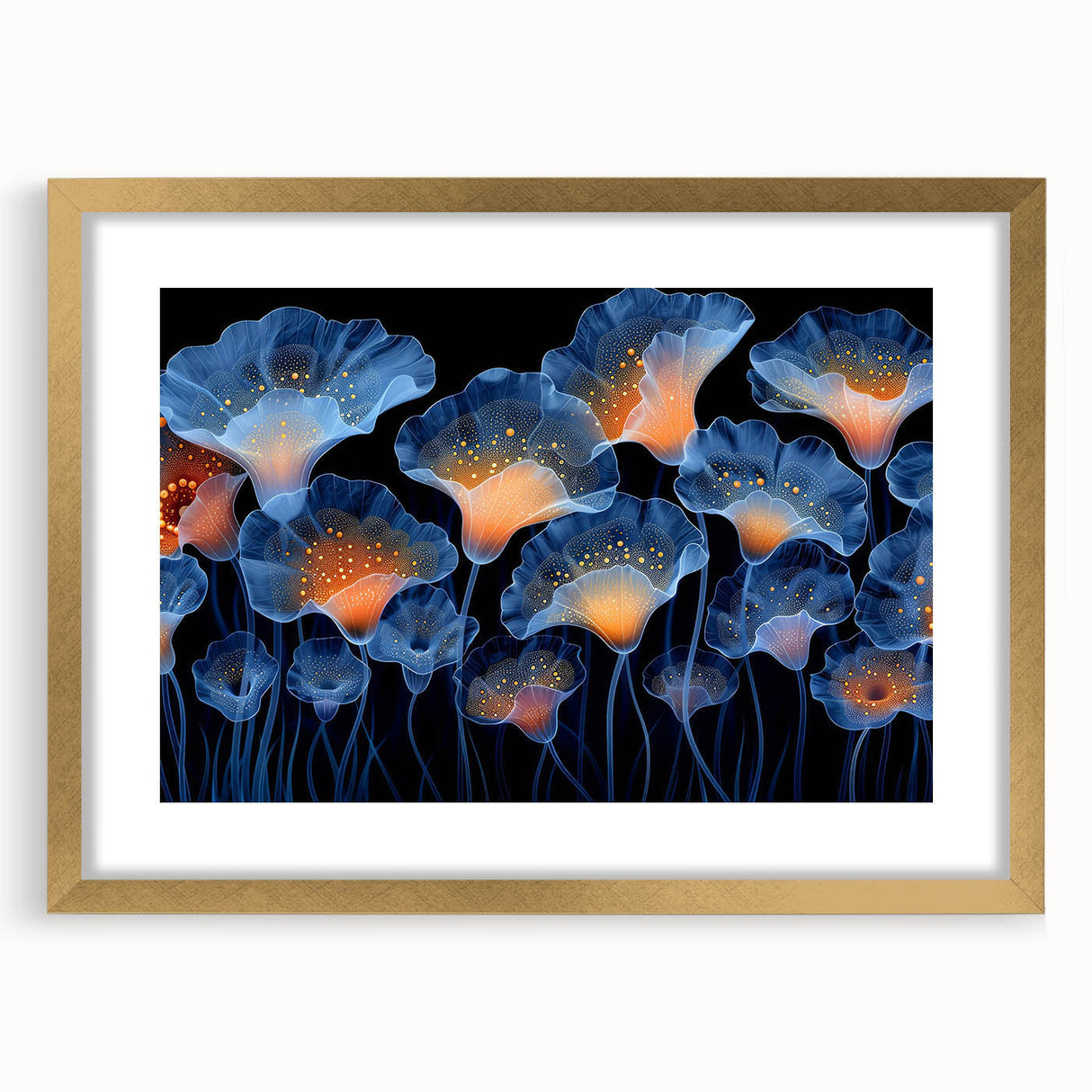 Botanical marine plants wall art framed in gold, showcasing intricate floral designs against a white background, ideal for enhancing coastal decor.