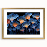 Botanical marine plants wall art framed in gold, showcasing intricate floral designs against a white background, ideal for enhancing coastal decor.