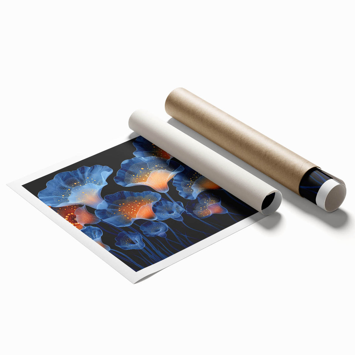 Botanical marine plants wall art print showcasing vibrant illustrations of aquatic flora, elegantly rolled for easy display and shipping, perfect for coastal decor enthusiasts.
