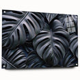 Acrylic wall art collection showcasing a botanical Monstera design, featuring vibrant green leaves and a sleek side view with decorative pins for easy display.