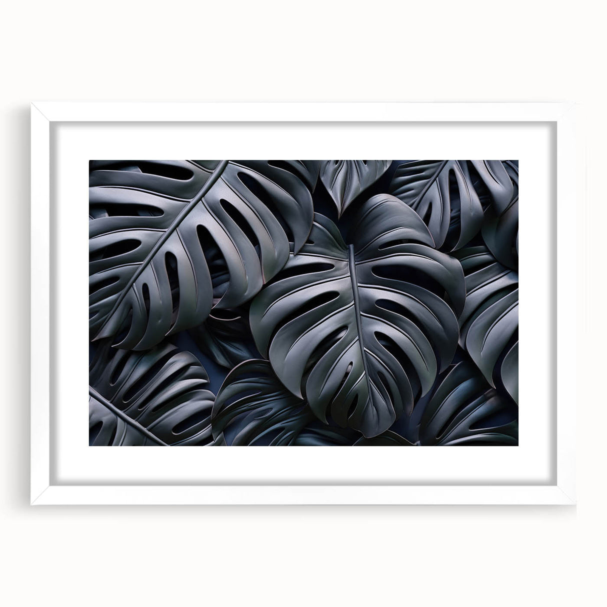 Botanical wall art featuring a Monstera plant design, framed with a white mat for a modern aesthetic, ideal for home decor that enhances natural themes.