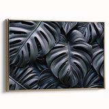 Framed wall art featuring a botanical monstera design in vibrant greens and gold accents, showcasing a stylish side view that enhances any modern decor. Perfect for home or office.