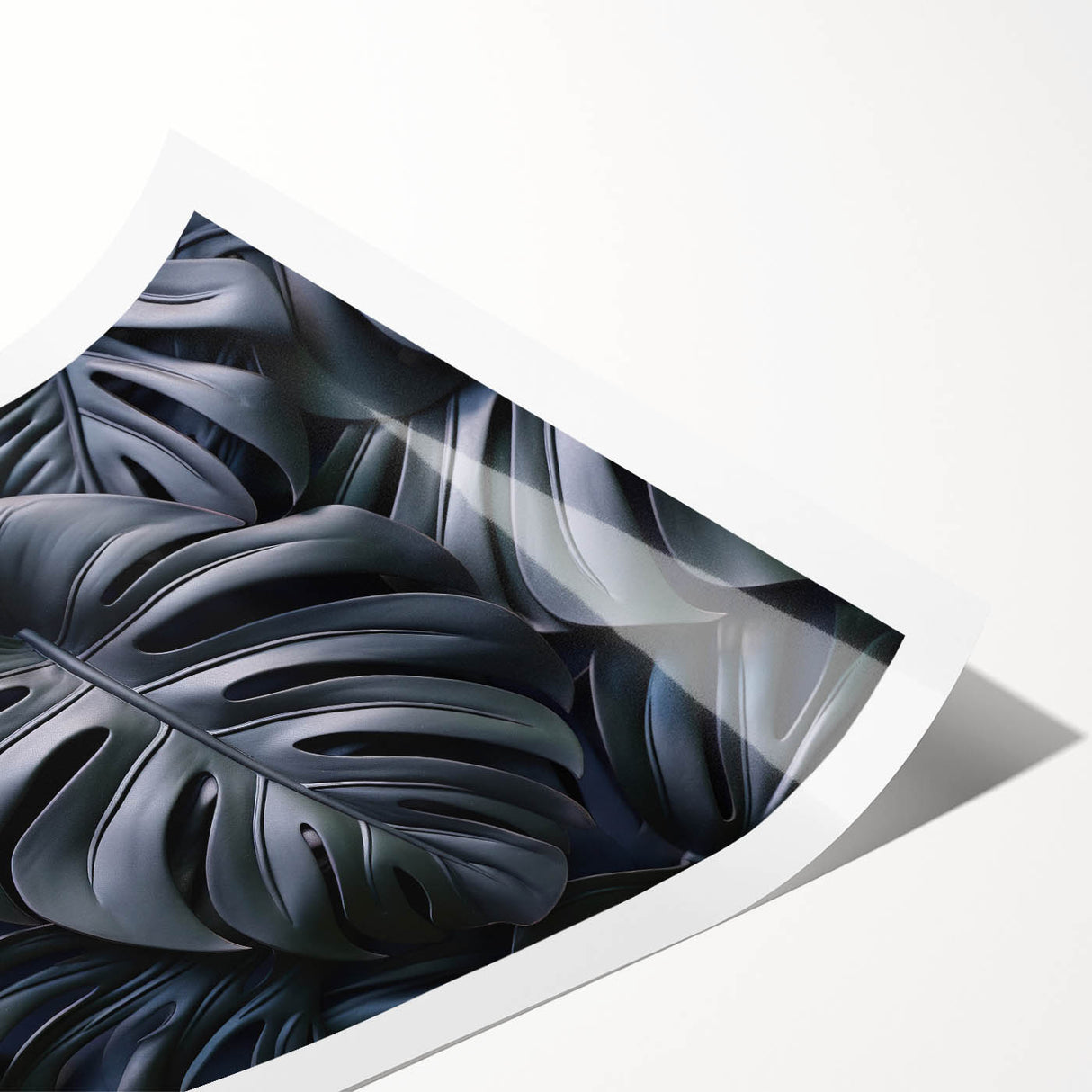 Botanical wall art print showcasing a vibrant monstera leaf design against a light background, rolled and ready for framing, ideal for home decor enthusiasts.