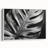Framed wall art featuring a botanical design of a Monstera plant, showcasing vibrant green leaves against a white background, perfect for home decor.