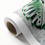 Botanical wall art canvas featuring a vibrant Monstera leaf design, rolled and ready for display, ideal for enhancing home décor with tropical elegance.