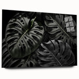 Botanical wall art collection featuring a Monstera leaf design, displayed in sleek acrylic glass, showcasing vibrant greens and natural elegance, ideal for home decor.