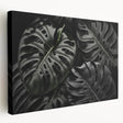 Stretched canvas wall art featuring a vibrant botanical Monstera design, showcasing lush green leaves against a neutral background, perfect for modern home decor.