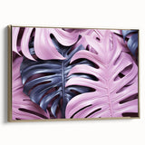 Framed wall art featuring a botanical monstera design in vibrant green hues against a gold background, showcasing a modern aesthetic perfect for home decor.