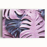 Botanical wall art design featuring a vibrant Monstera plant on stretched canvas, showcasing rich green hues and intricate detailing, perfect for home decor.