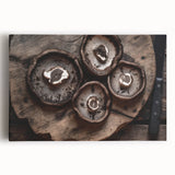 Botanical wall art showcasing vibrant flowers and mushrooms on a stretched canvas, perfect for home decor, adding a touch of nature-inspired elegance to any space.