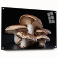 Botanical wall art collection featuring vibrant flowers and mushrooms design printed on acrylic glass, displayed with pins against a neutral background. Ideal for adding a nature-inspired touch to home decor.
