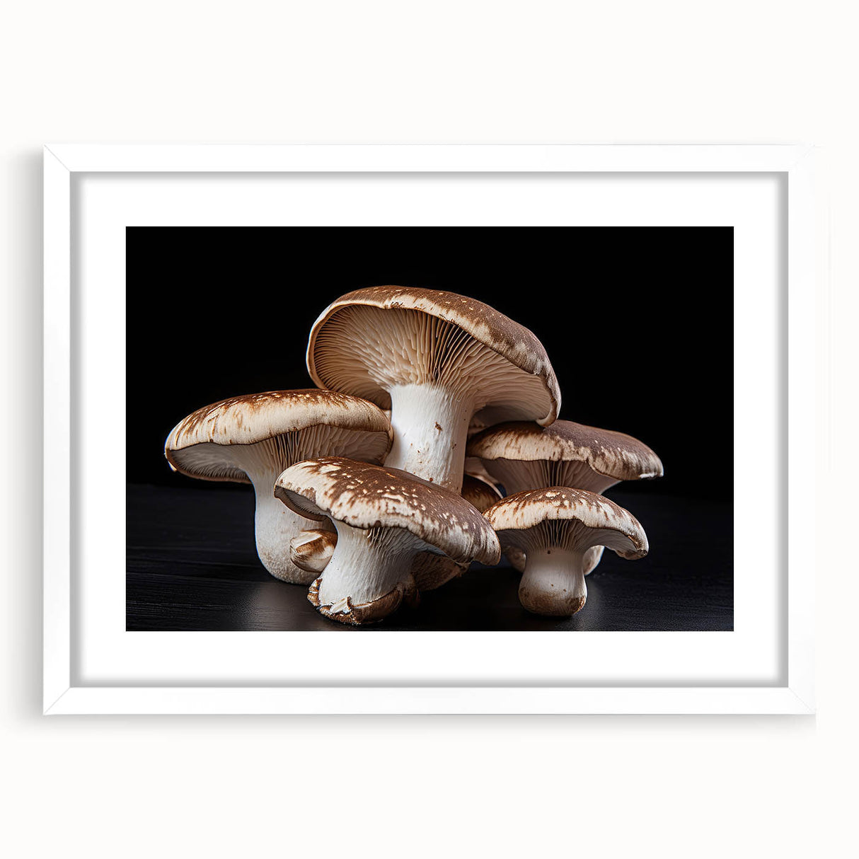 Botanical wall art collection featuring intricate flower and mushroom designs in a white frame with a mat, ideal for enhancing home decor aesthetics.