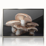 Framed wall art collection showcasing a vibrant botanical design of flowers and mushrooms, featuring a sleek silver frame and acrylic front for a modern touch. This decorative piece adds a natural aesthetic to any interior space, perfect for nature lovers.