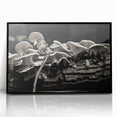 Framed wall art featuring a botanical design of colorful flowers and mushrooms on a black background, showcasing intricate details and a modern aesthetic.