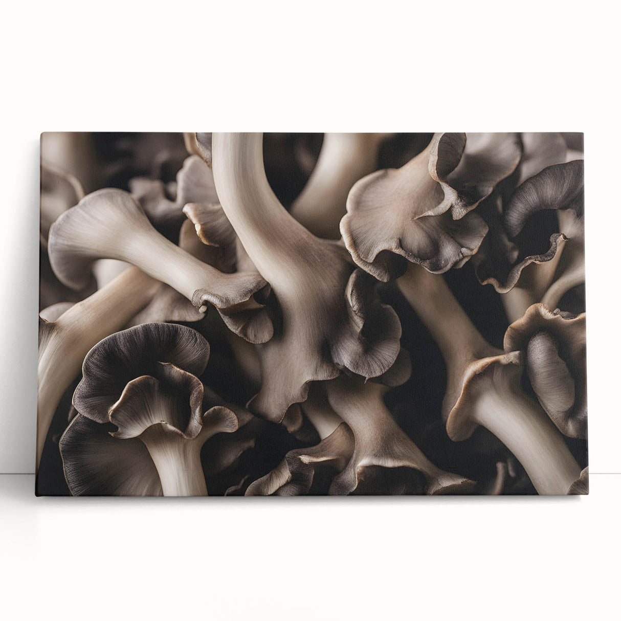 Stretched canvas wall art featuring a vibrant botanical design with colorful flowers and mushrooms, ideal for enhancing home decor with a natural aesthetic.