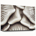 Acrylic glass wall art collection featuring vibrant botanical mushrooms design in a side view, showcasing intricate details and colors, ideal for modern decor.