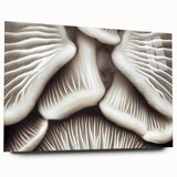 Botanical-inspired wall art featuring a vibrant collection of flowers and mushrooms, displayed in an elegant acrylic glass frame, showcasing intricate details and colors.