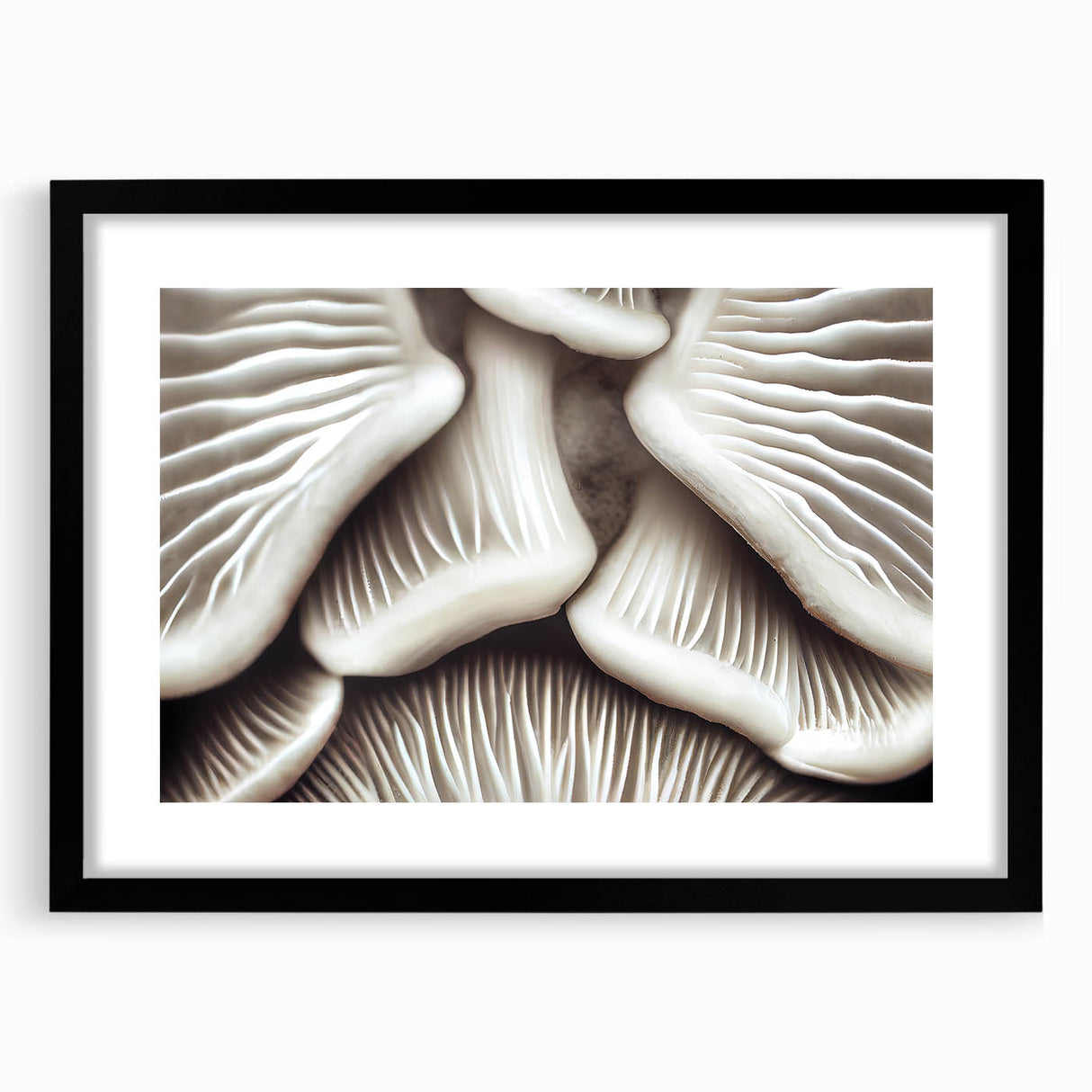 Black-framed botanical wall art featuring intricate flowers and mushrooms design, perfect for adding a natural aesthetic to home decor. Ideal for art enthusiasts and nature lovers.