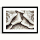 Black-framed botanical wall art featuring intricate flowers and mushrooms design, perfect for adding a natural aesthetic to home decor. Ideal for art enthusiasts and nature lovers.