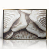 Framed wall art featuring a botanical design of colorful flowers and mushrooms, set in a gold-accented acrylic frame, perfect for home decor enhancement.