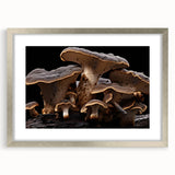 Botanical wall art collection featuring a silver-framed design with vibrant flowers and mushrooms, elegantly presented with a mat, perfect for home decor.