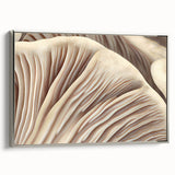 Framed canvas wall art displaying a vibrant botanical design featuring colorful flowers and mushrooms, set against a sleek silver frame, ideal for home decor.
