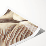 Botanical wall art print featuring vibrant flowers and mushrooms, designed for nature enthusiasts. Rolled for easy shipping, showcasing intricate details and colors.