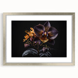 Elegant botanical orchid wall art collection featuring a silver frame and mat, showcasing vibrant floral designs perfect for home decor. Ideal for nature lovers.