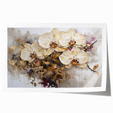 Botanical wall art showcasing a vibrant orchid design in shades of purple and green, elegantly rolled for easy framing and display, perfect for home decor enthusiasts.